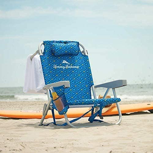 Backpack Cooler Chair with Storage Pouch and Towel Bar, Blue