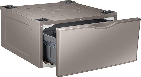 SAMSUNG 27-Inch WasSamsung Pedestal Stand w/ Pull Out Laundry Storage Drawer, Stainless Steel, WE402NC Champagne