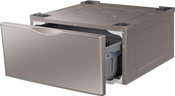 SAMSUNG 27-Inch WasSamsung Pedestal Stand w/ Pull Out Laundry Storage Drawer, Stainless Steel, WE402NC Champagne