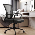 Walnew Mid Back Office Chair Adjustable Mesh Desk Chair Swivel Computer Ergonomic Chair with Armrest, Black