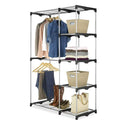 Double Rod Closet System, Metal with Resin Connectors, Silver and Black