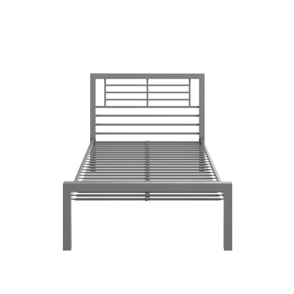 YourZone Kids' Twin Metal Platform Bed, Silver