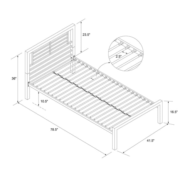 YourZone Kids' Twin Metal Platform Bed, Silver