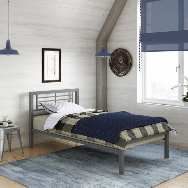 YourZone Kids' Twin Metal Platform Bed, Silver