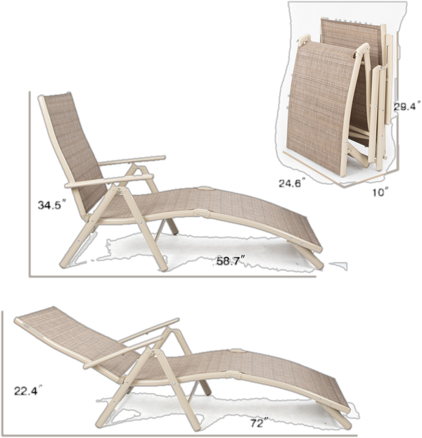 Biornulf 72'' Long Reclining Chaise Lounge (Set of 2)
